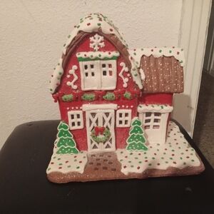 Festive Gingerbread House Decoration - Red and Green